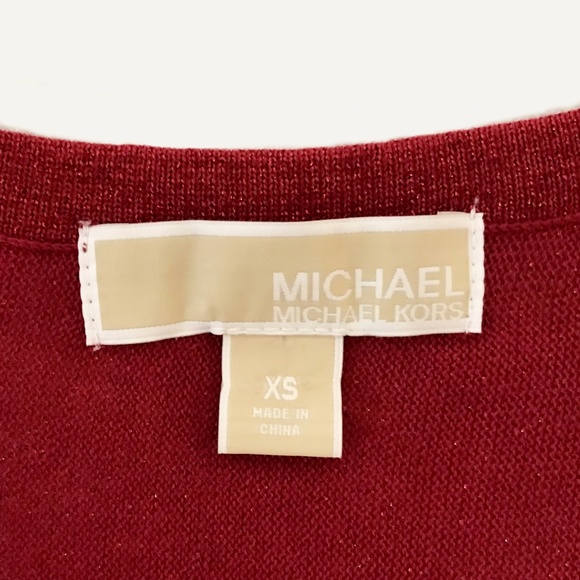 MICHAEL KORS: Red Metallic/Sparkly drape-neck tunic sweater - Picture 5 of 5